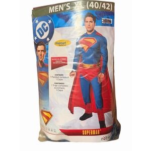 Rubies DC Superman Padded Jumpsuit w/ Cape Mens XL 40/42 Muscle Chest Costume